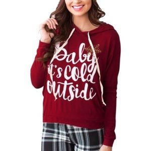 Baby It's Cold Outside Red/Burgundy Hoodie NWT